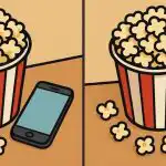 IQ testas: raskite tris skirtumus paveikslėlyje su kibiru spragėsių per